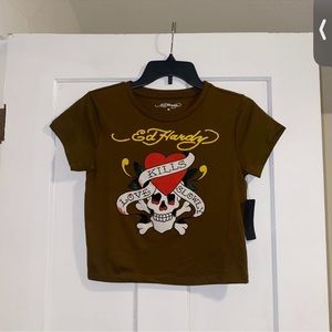 Brown Ed hardy crop top